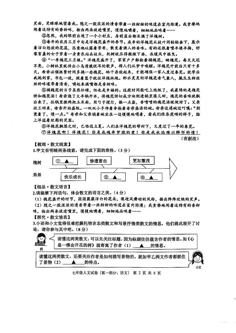 浙江省嘉兴市平湖市2022-2023学年七年级下学期5月期末抽测（人文阅读）语文试题02