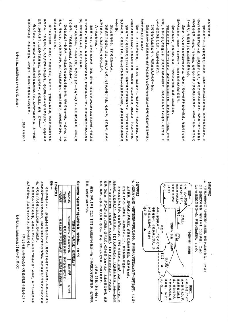 人教版2023年温州市永嘉县九年级第二次适应性语文考试试卷02