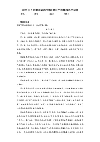 2023年5月湖北省武汉市江夏区中考模拟语文试题（含答案）