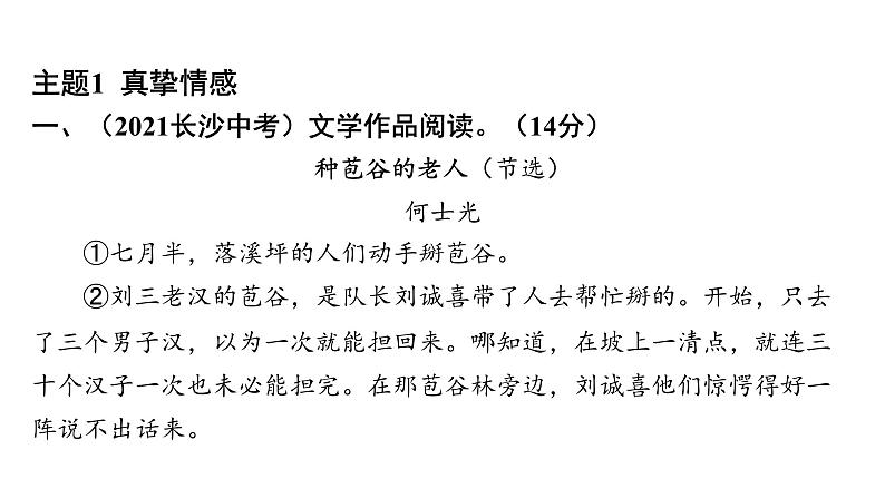 中考语文三轮冲刺训练-- 专题十四 文学作品阅读（课件）02
