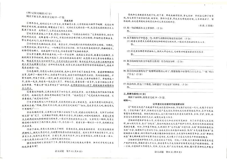 2023年海南省省直辖县级行政单位乐东县校联考中考二模语文试题（图片版含答案）第3页