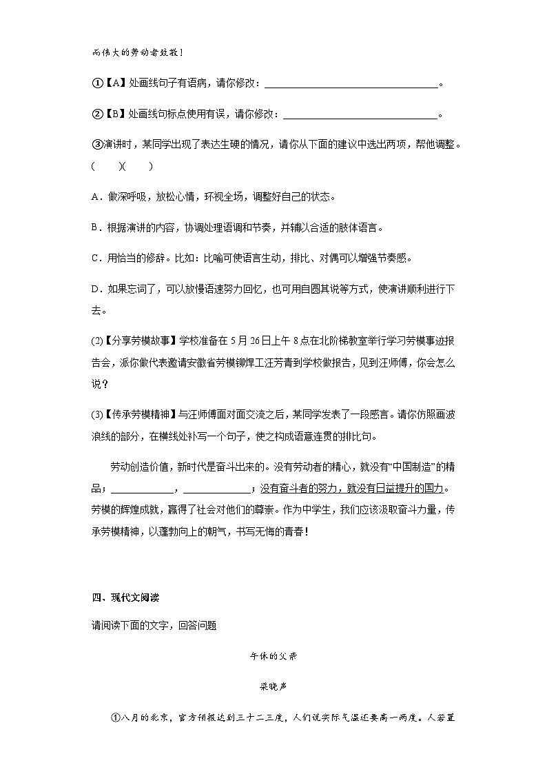 2023年安徽省合肥市新站区中考三模语文试题（含答案）(1)03