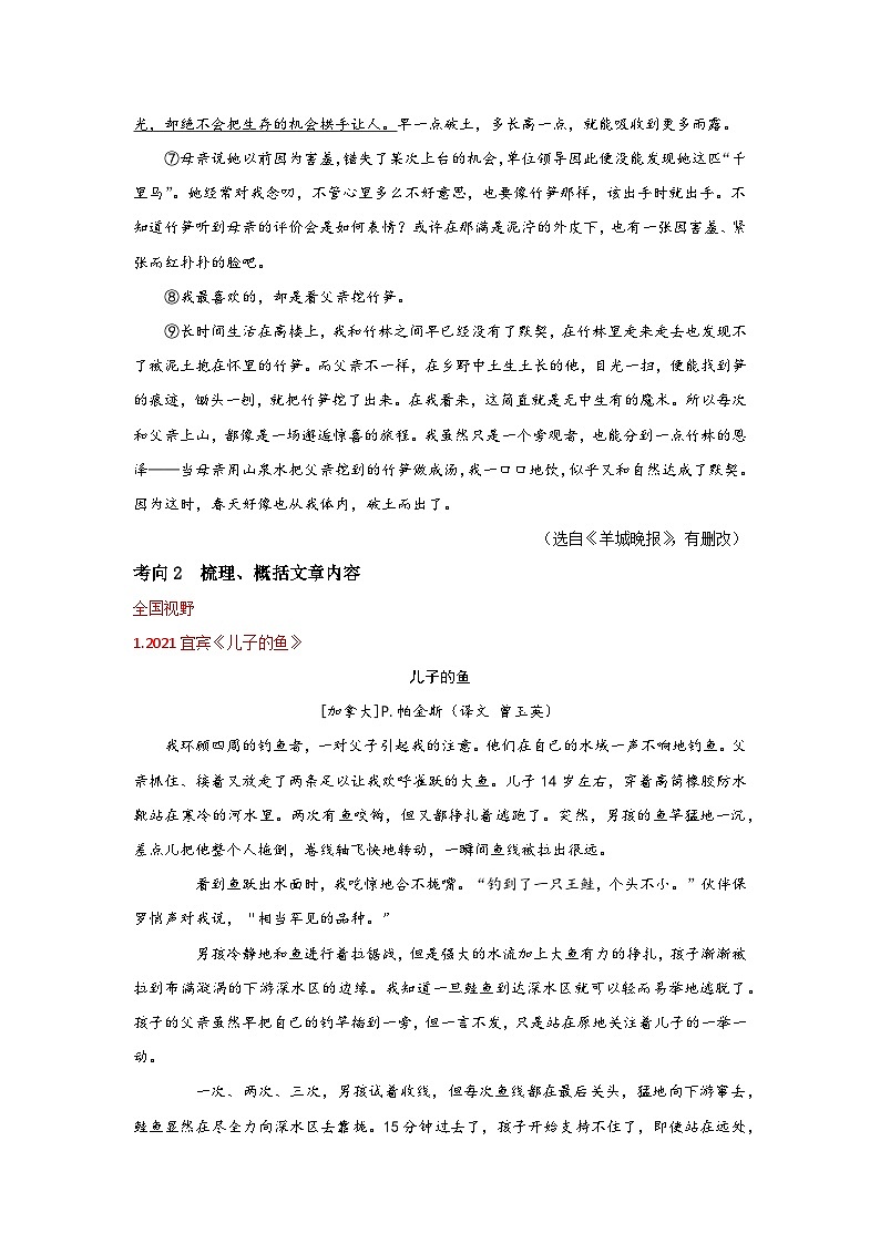 中考语文复习--  专题一  记叙文阅读第2页