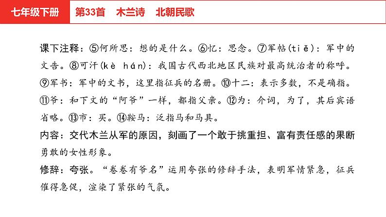 中考语文文言文复习--   木兰诗课件PPT04