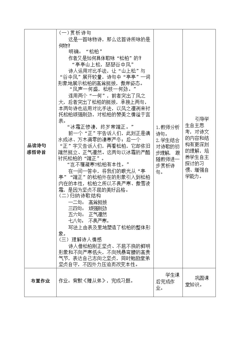 课外古诗词诵读《赠从弟》《梁甫行》 教学设计2022-2023学年部编版语文八年级上册02