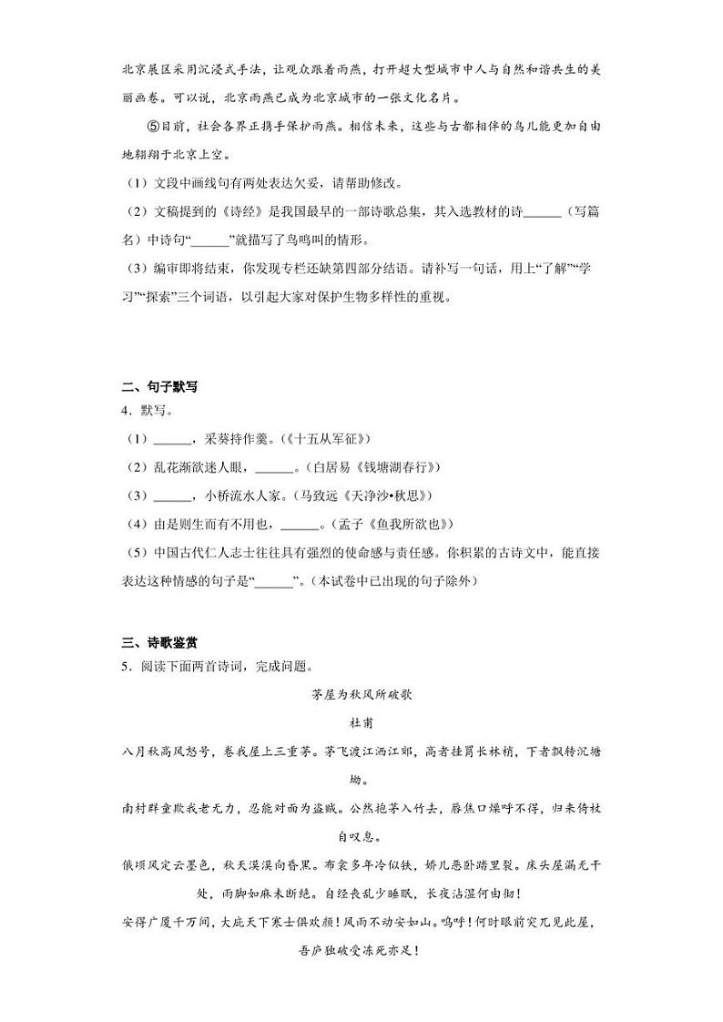 2023年北京市东城区中考一模语文试题03