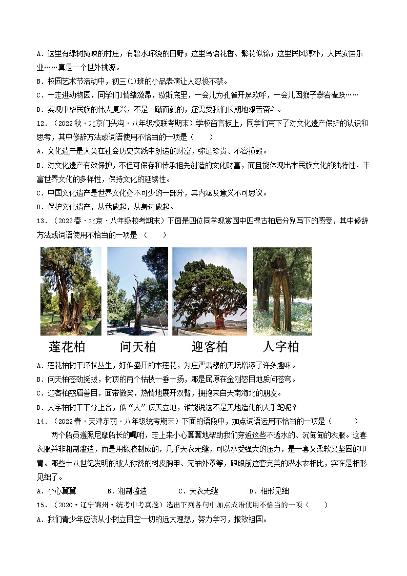 【期末考点专项】部编版语文2022-2023学年八年级下册期末：专题02 词语理解运用（专项练习）（原卷版+解析版）03