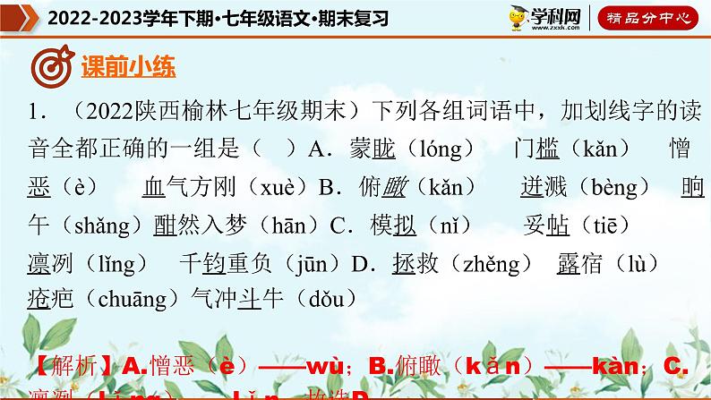 【期末考点专项】部编版语文2022-2023学年七年级下册期末：专题01 字音字形（课件）04