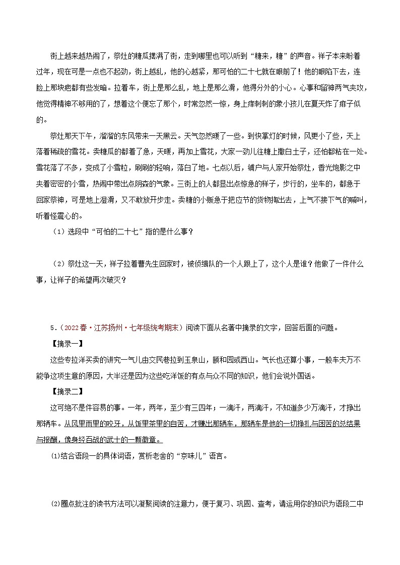 【期末专题复习】部编版语文2022-2023学年七年级下册期末：专题08 名著导读（含解析）02