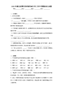 2023年湖北省黄冈市孝感市咸宁市三市中考模拟语文试题（含解析）