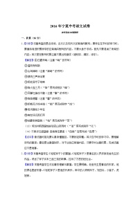 2016年宁夏中考语文试题（解析版）