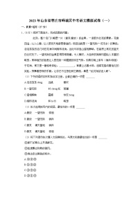 2023年山东省枣庄市峄城区中考语文模拟试卷（一）(含答案)