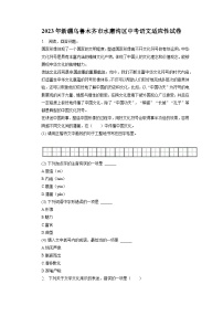 2023年新疆乌鲁木齐市水磨沟区中考适应性语文试卷