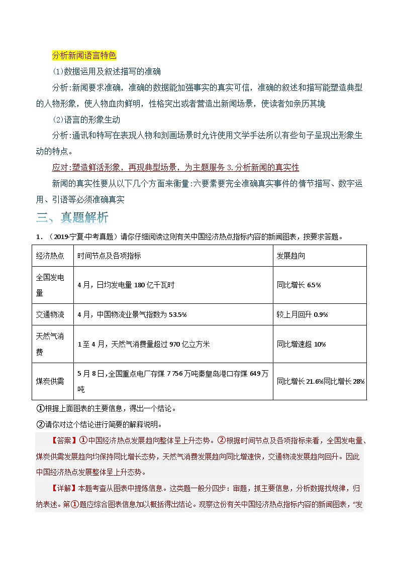 新闻报道-中考语文三轮冲刺知识点+答题注意+真题解析+专项练习02