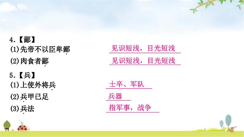 中考语文复习课内文言文知识整合练4 150个文言实词课件第6页