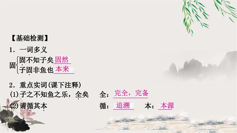 中考语文复习课内文言文基础储备练15庄子与惠子游于濠梁课件02