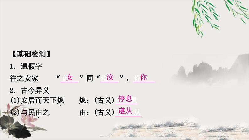 中考语文复习课内文言文基础储备练24富贵不能淫课件03