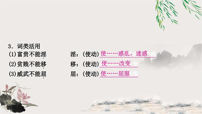 中考语文复习课内文言文基础储备练24富贵不能淫课件04