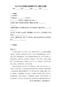 2023年山东省德州市德城区中考三模语文试题（含答案）