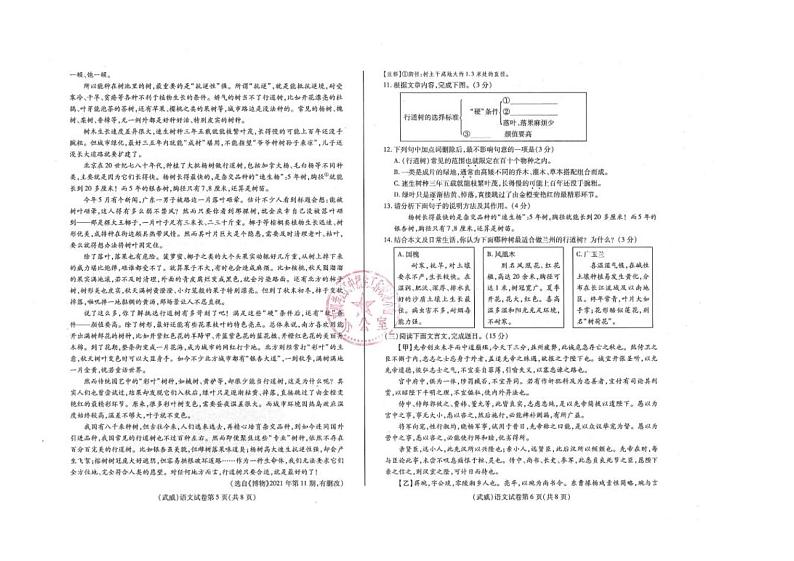 2023年甘肃省武威市中考语文真题03