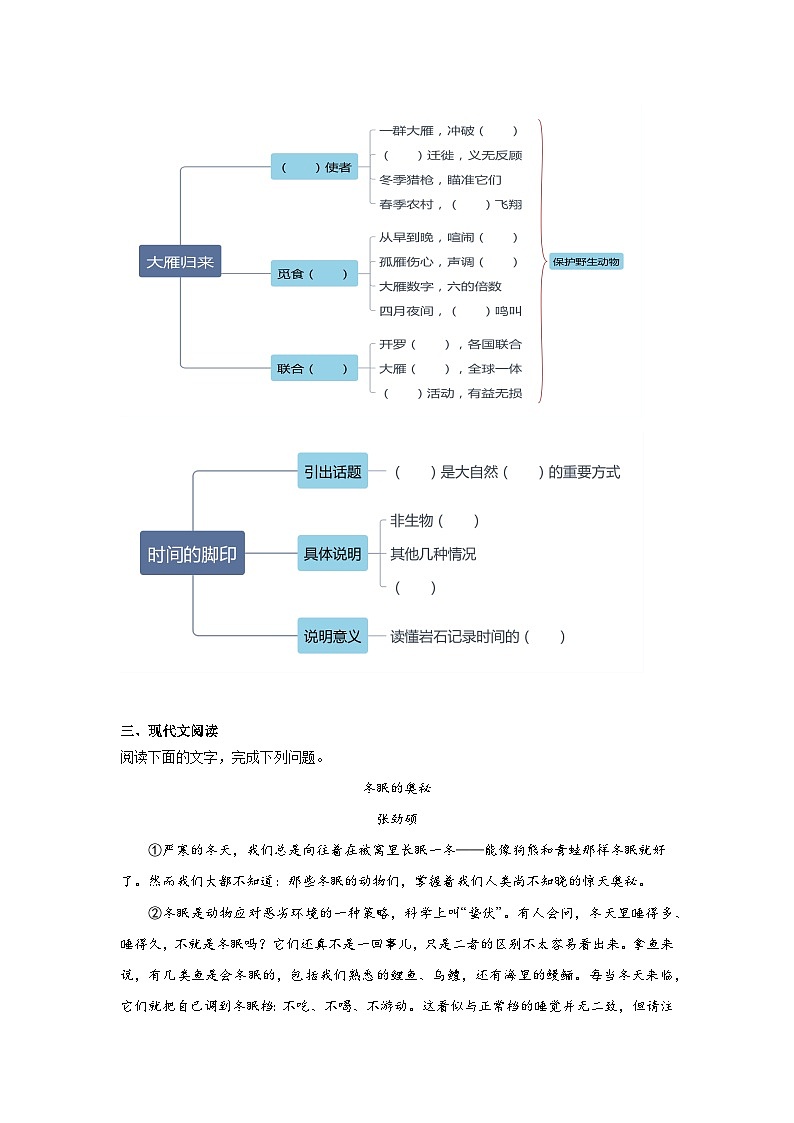 7.大雁归来暑假复习课课练部编版语文八年级下册03