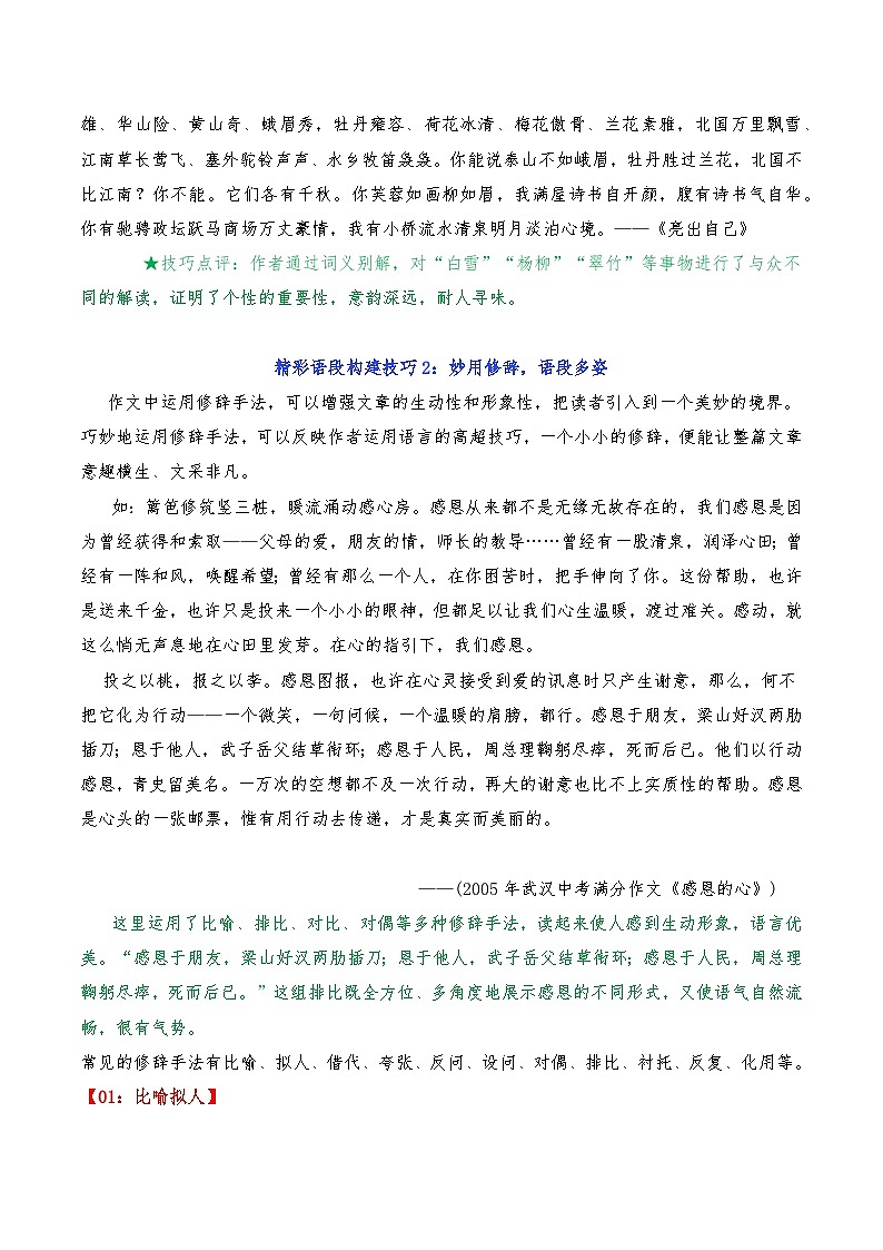 专题01  中考满分作文必备语段构建技巧-2023年中考语文考场作文专项训练 素材超市第3页