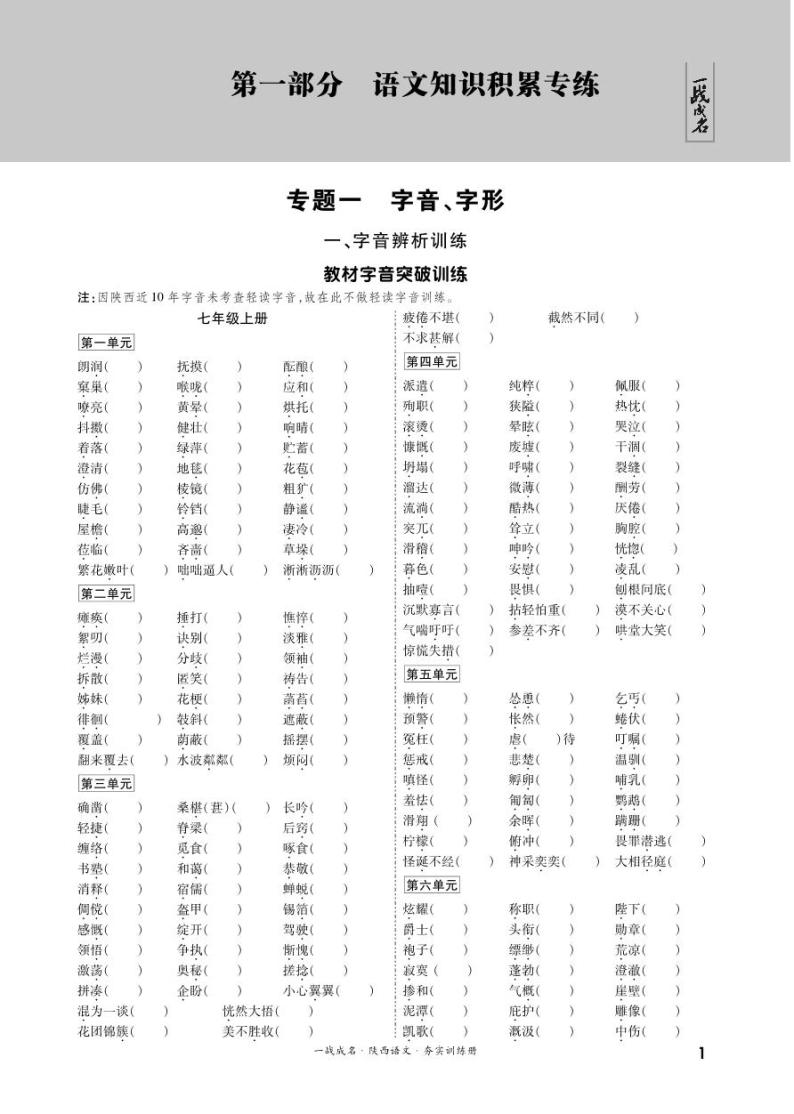 中考语文-字音字形练习01