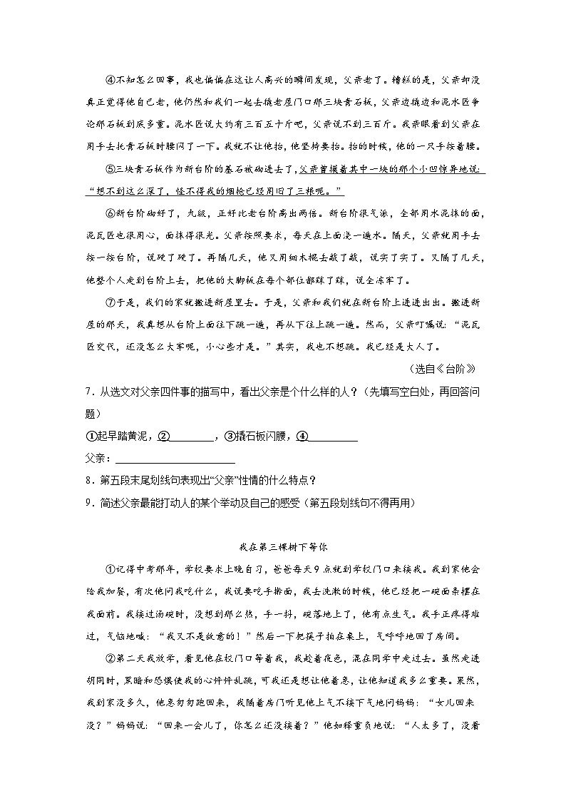 12.台阶暑假复习课课练部编版语文七年级下册03