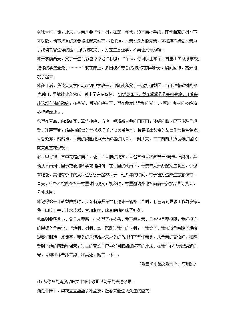 2023年四川省凉山州中考语文试卷及答案解析03