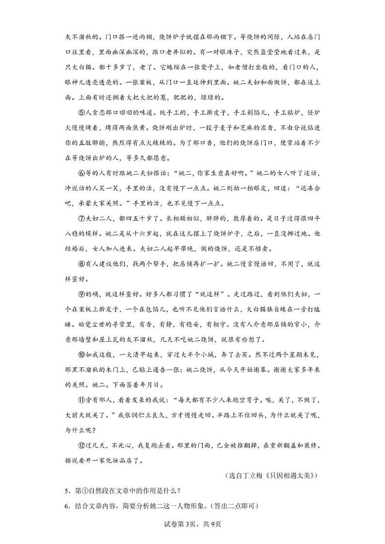 湖北省咸宁市崇阳县2021-2022学年七年级下学期期末语文试题第3页