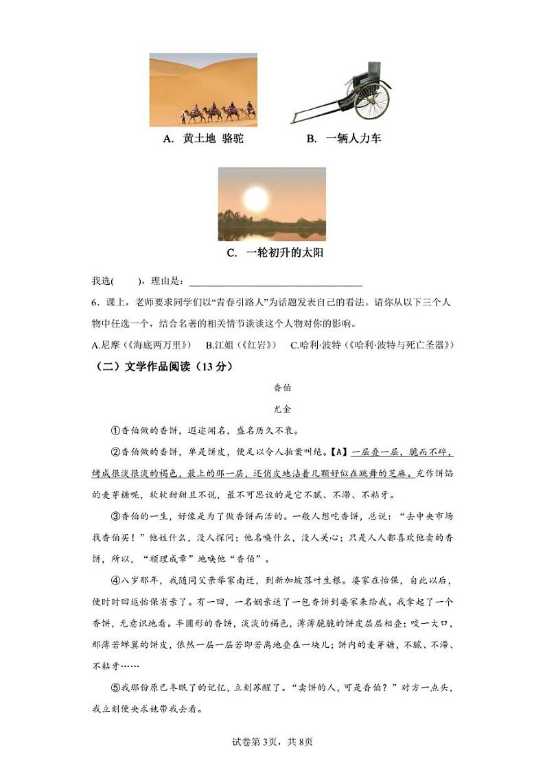 浙江省嵊州市2021-2022学年七年级下学期期末语文试题03