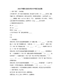 2023年浙江省台州市中考语文试卷（含解析）