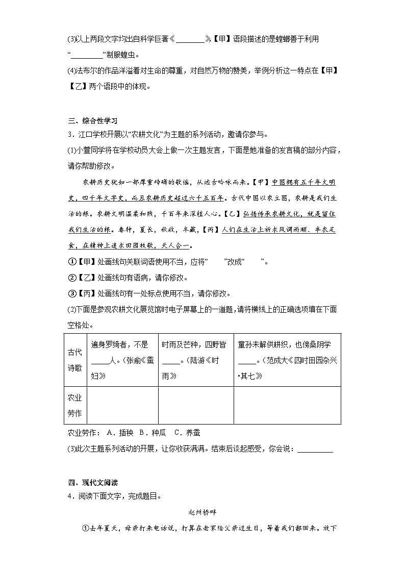 2023年安徽省百校联赢中考模拟语文试题（含解析）第2页