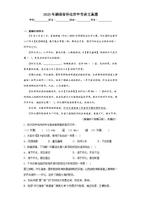 2023年湖南省怀化市中考语文真题（含解析）