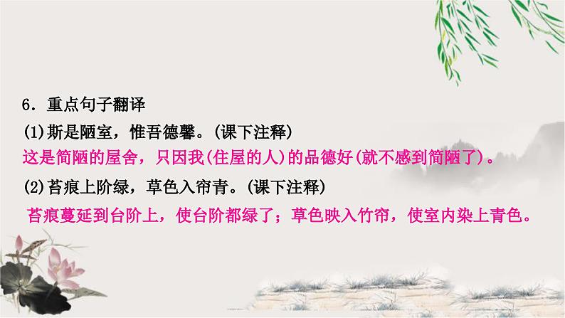 中考语文复习文言文基础储备练陋室铭课件05