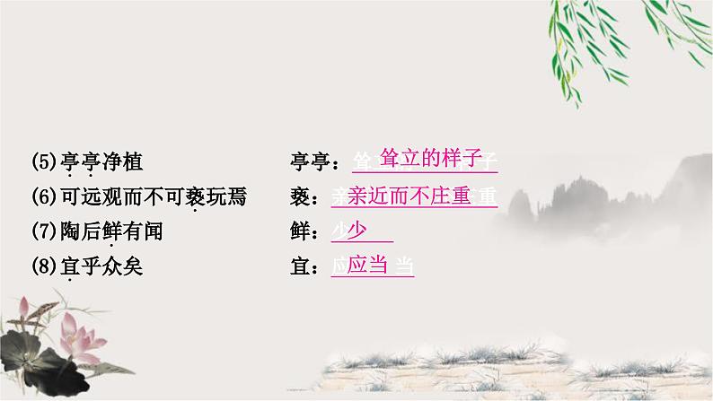 中考语文复习文言文基础储备练爱莲说课件第4页