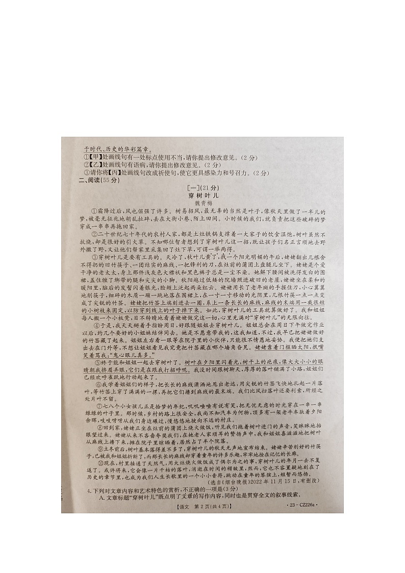 安徽省安庆市桐城市2022-2023学年七年级下学期期末语文试题02