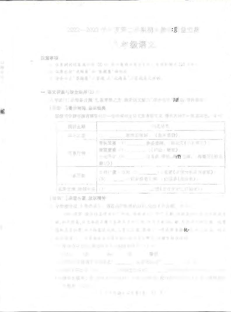 安徽省蚌埠市蚌山区2022-2023学年八年级下学期6月期末语文试题第1页