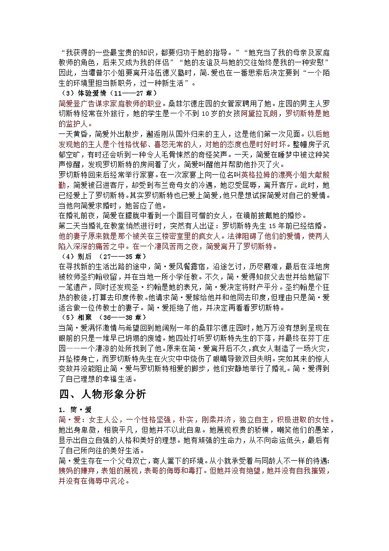 初中语文中考 名著阅读《简爱》专题复习+典题训练03