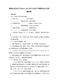 福建省龙岩市长汀县2021-2022学年七年级下学期期末语文试卷（含答案）