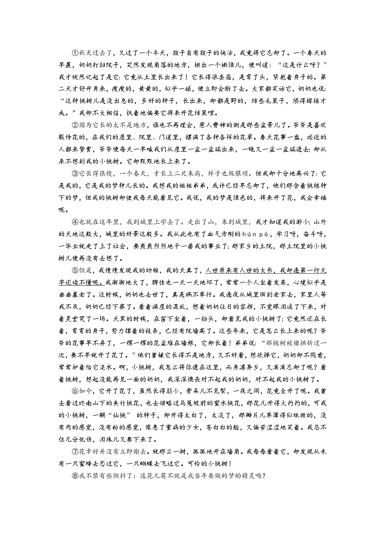 上海市松江区2022-2023学年七年级（五四学制）下学期期末考试语文试题（含答案）第3页