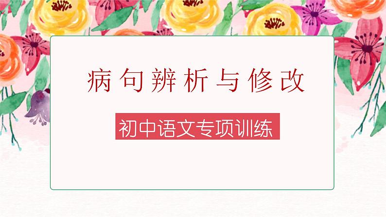 中考语文二轮专题复习：病句辨析与修改课件PPT第1页
