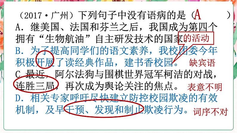 中考语文二轮专题复习：病句辨析与修改课件PPT第4页