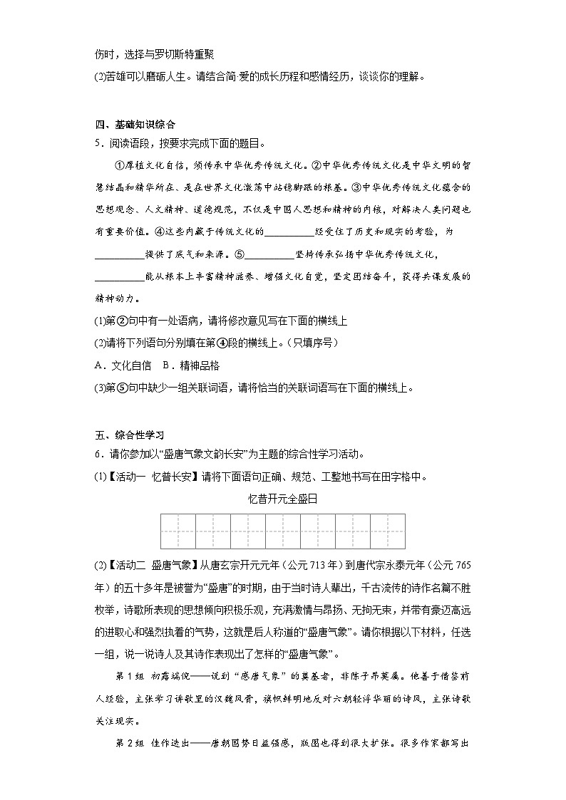 2023年陕西省商洛市商南县中考三模语文试题（含答案）02