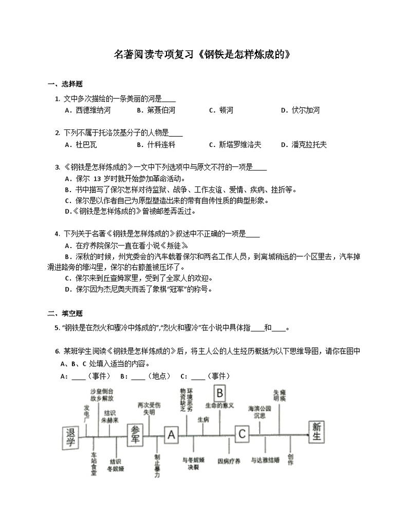 中考复习名著阅读专项复习《钢铁是怎样炼成的》（含答案）第1页