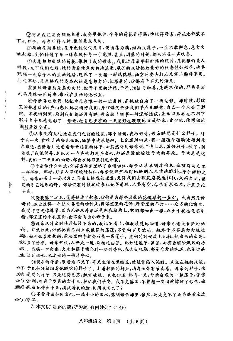 河南省安阳市汤阴县2022-2023学年八年级下学期期末考试语文试题第3页