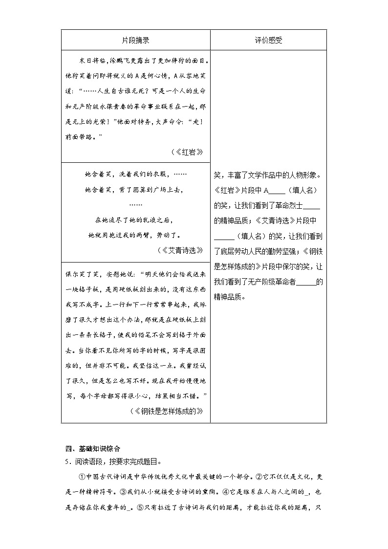 2023年陕西省西安市雁塔区陕西师范大学附属中学中考九模语文试题（含解析）02