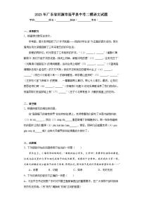 2023年广东省河源市连平县中考二模语文试题（含答案）