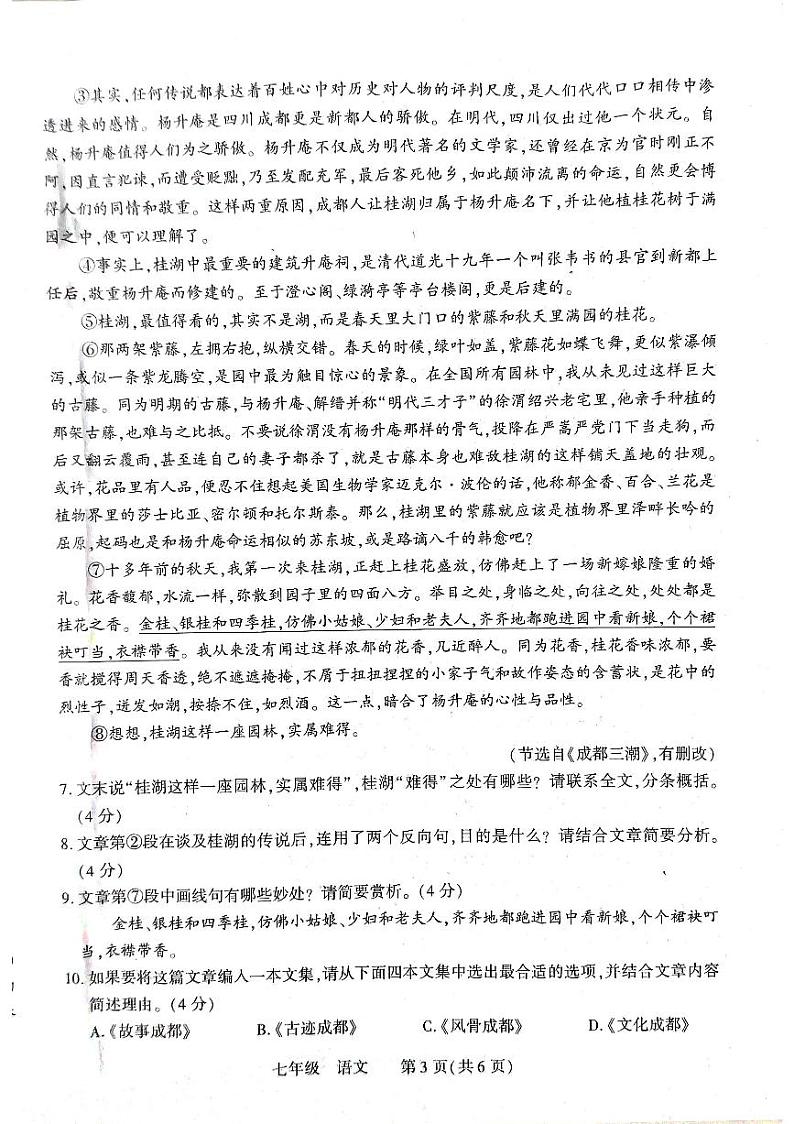 河南省洛阳市伊川县2022-2023学年七年级下学期7月期末语文试题第3页