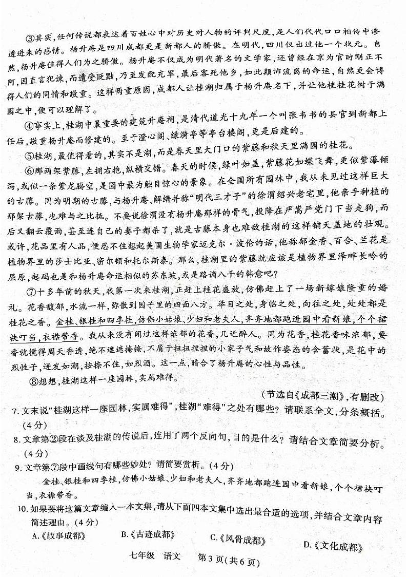 河南省洛阳市伊川县2022-2023年下学期七年级期末语文考试第3页